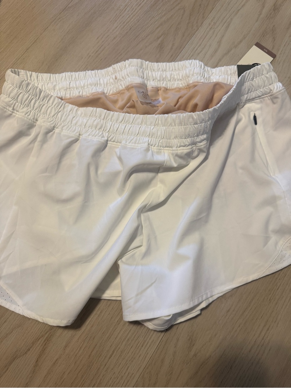 Women’s White Athletic Double-Layer Running Shorts with Elastic Waist